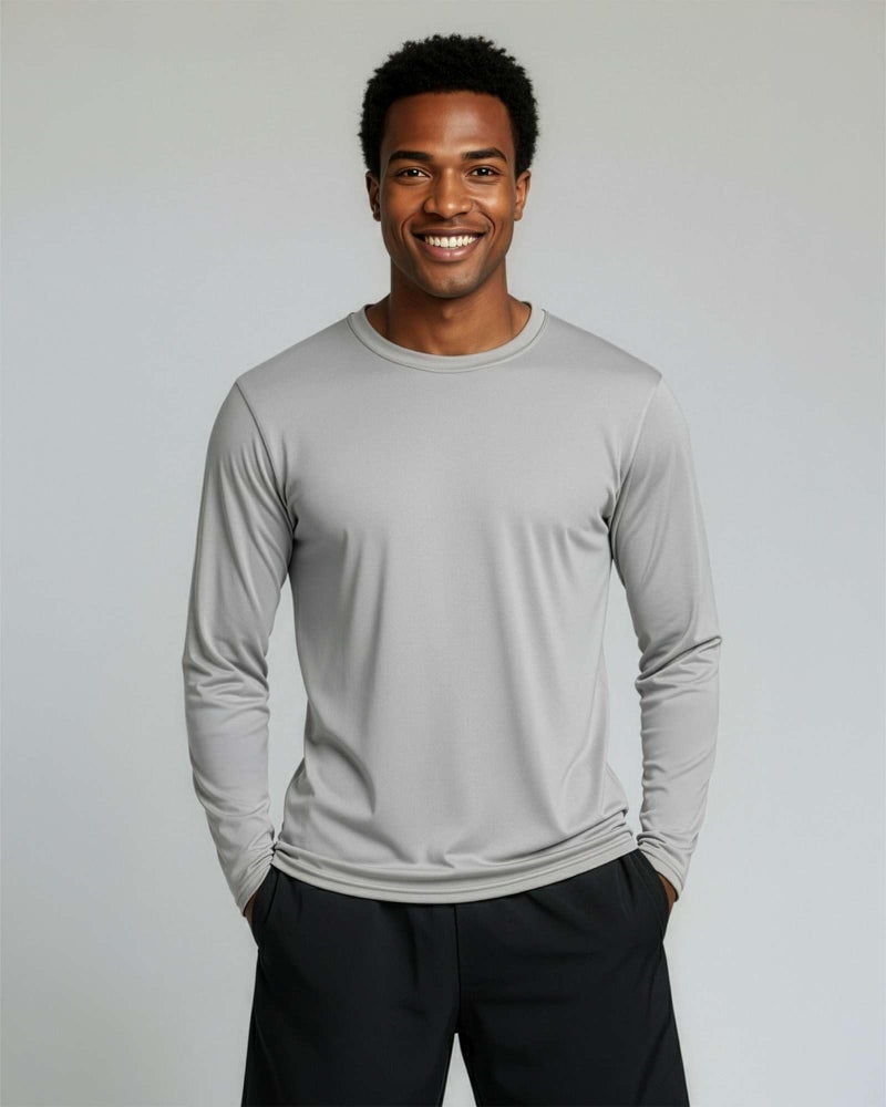 REALESSENTIALS Real Essentials 4 Pack: Mens Long Sleeve Dry Fit T Shirts Hiking Fishing Workout Gym Work Sun UPF 50 Wicking Running Tee, Set 7, Large - Image 2